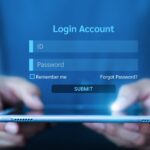 log in account section hovering above a tablet